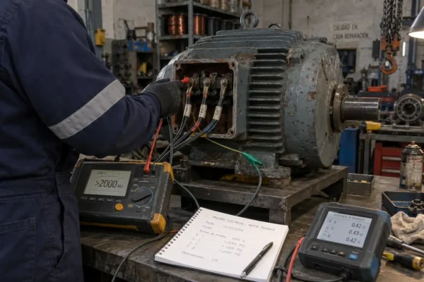 Pruebas eléctricas realizadas a un motor en Puebla